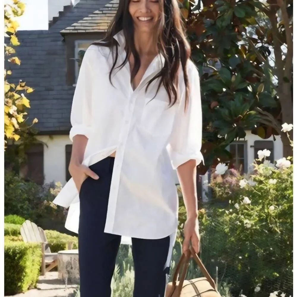 Frank and Eileen Jodey White Button-down blouse size XL